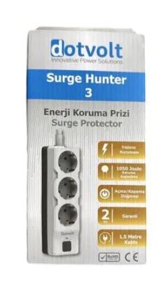 Dotvolt Surge Hunter 1050 Joule 1.5m Kablolu Üçlü Akım Korumalı Priz 3 Çıkışlı Akım Korumalı Priz - Priz ürünleri tekmarshop.com'da